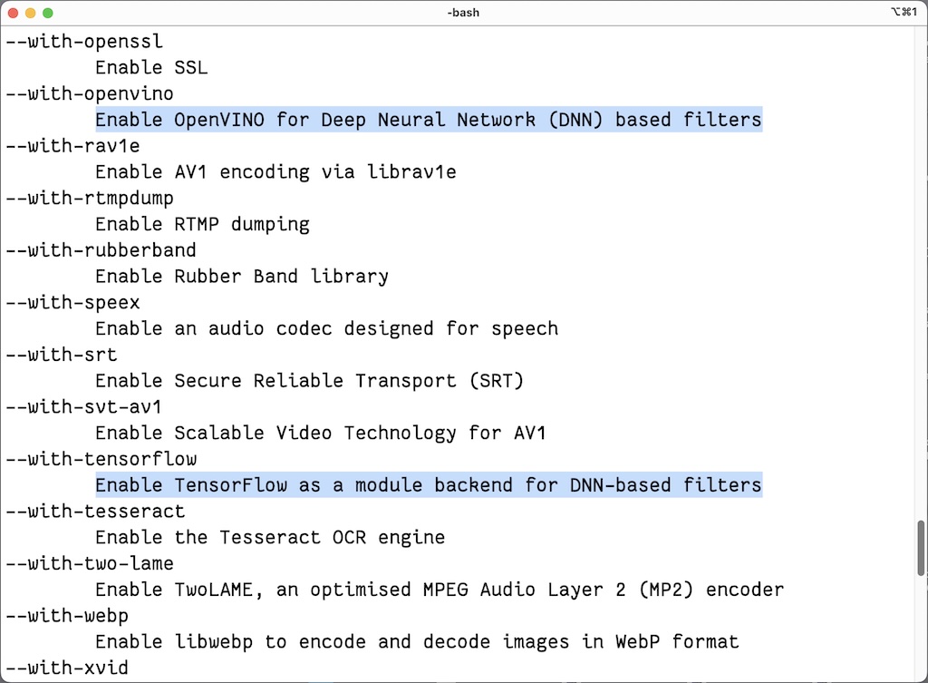 FFmpeg AI options